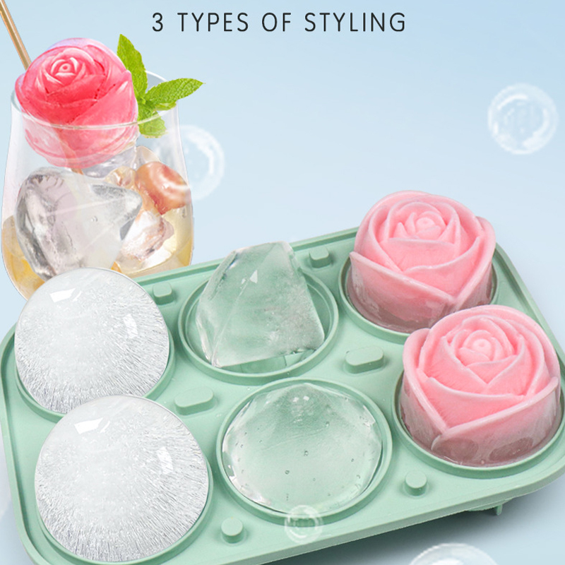 Kitchen Utensil Holder - 3D Rose Diamond Round Ice Cube