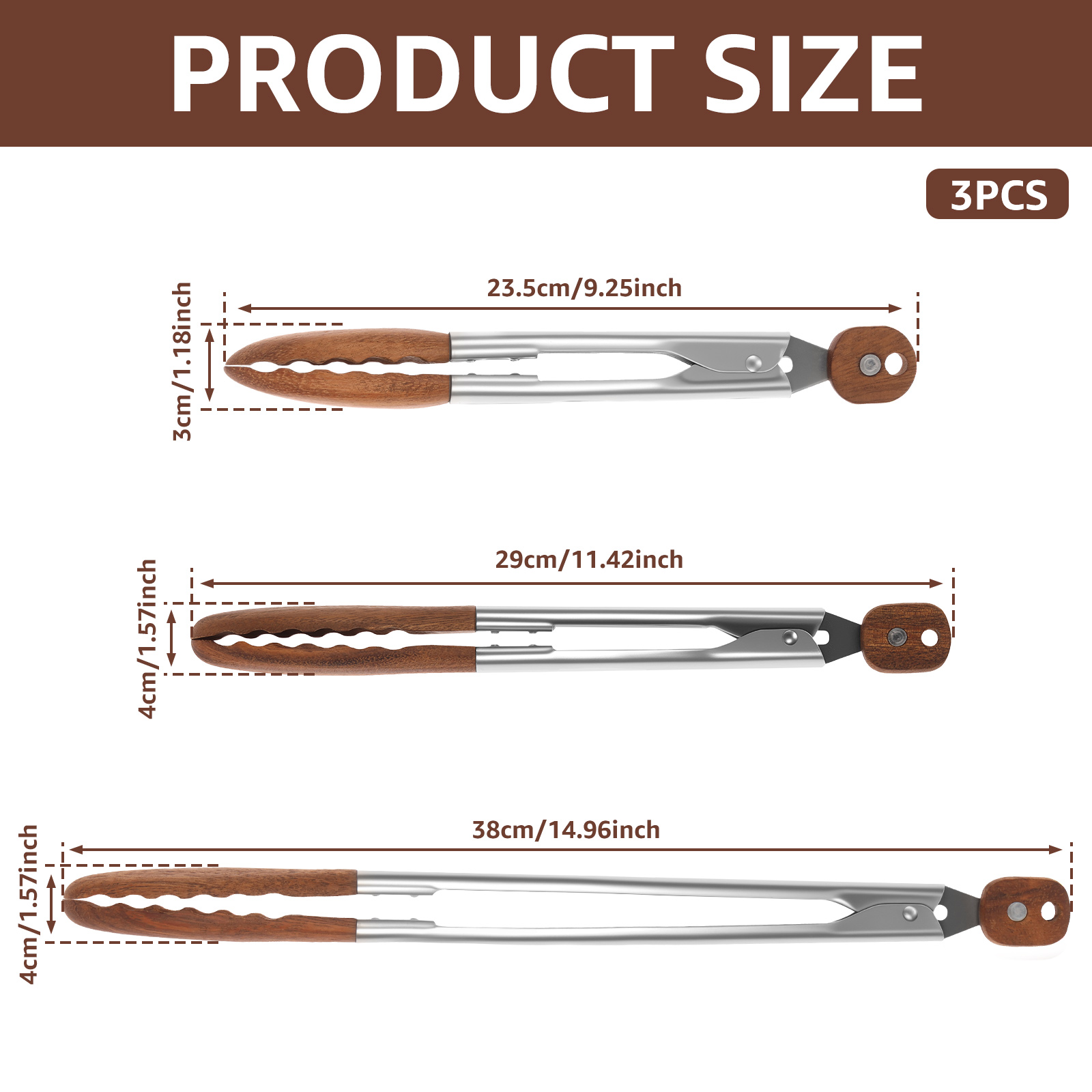 2/3 Pcs Food Tongs Walnut Wood - Kitchen Gadgets Products review and price