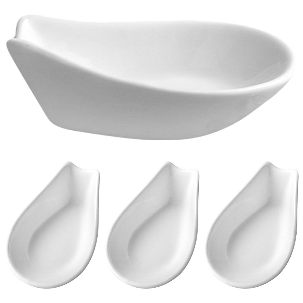 4Pcs Ceramic Spoon Rest Set El - Kitchen Utensil Holder review and price